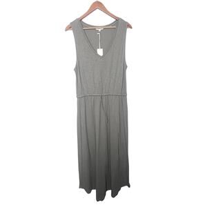 Z SUPPLY Lovewell Slub Midi Maxi Sleeveless Drawstring Dress Sz Medium Gray NWT